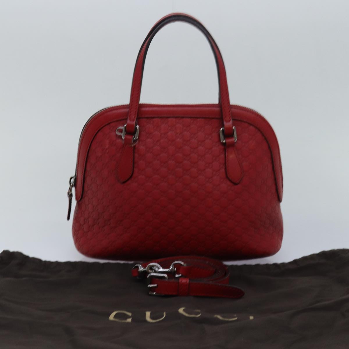 GUCCI Micro GG Canvas Guccissima Bag Leather Outlet 2way Red 341504 yt1004