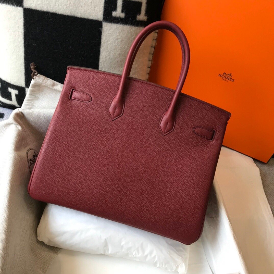 GLAMI Birkin Garnet Red ClemenGLAMI With Gold Hardware Bag For Women, Handbags, Shoulder Bags 30cm/12in
