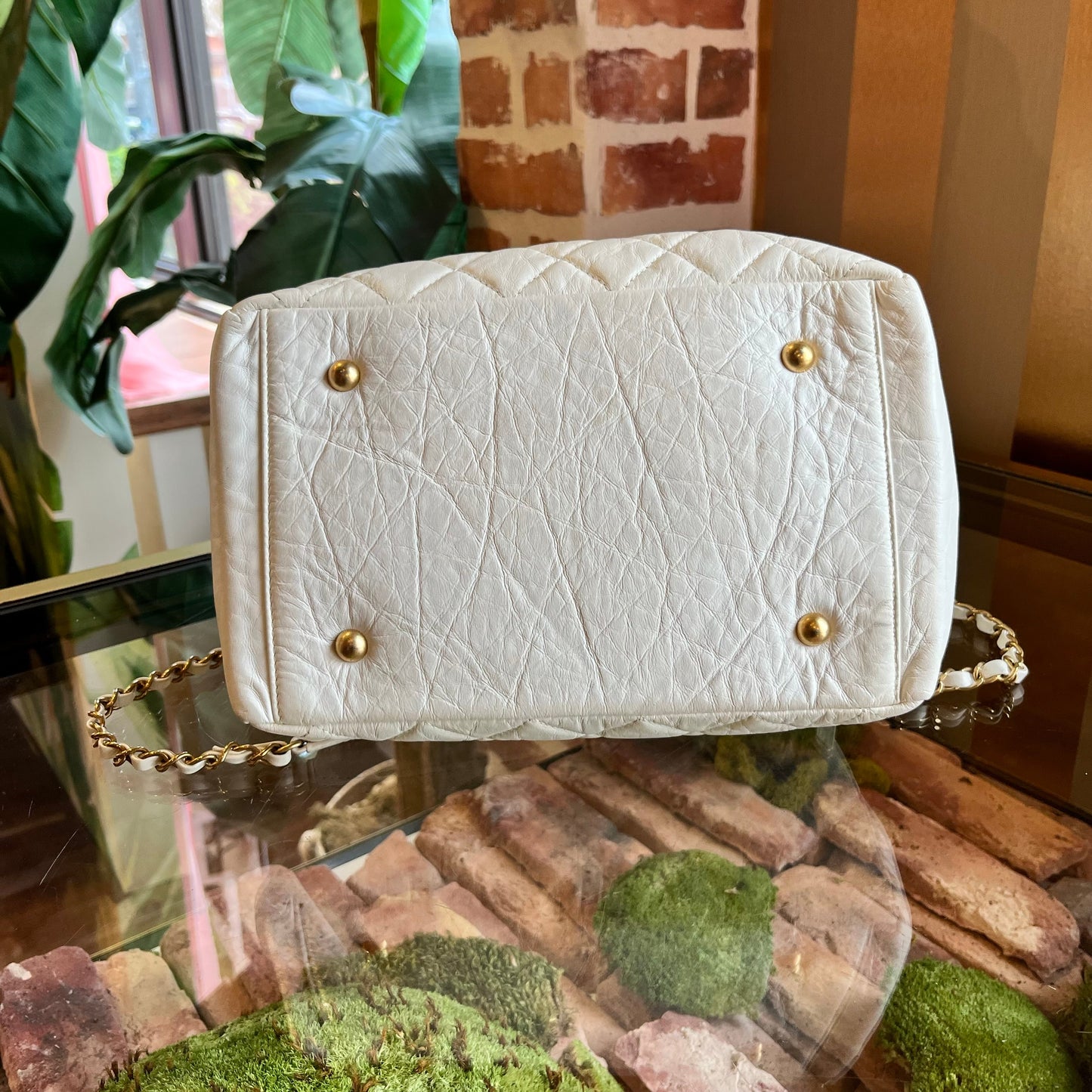 CHANEL Bowling Bag Quilted Aged Calfskin Satchel Bag