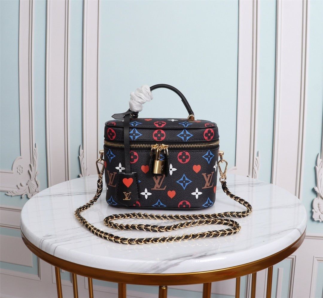 LV Vanity PM Bag Game On Monogram Canvas Black By Nicolas Ghesquiere For Women, WomenÃ¢â‚¬â„¢s Handbags, Shoulder And Crossbody 7.5in/19cm LV M57482