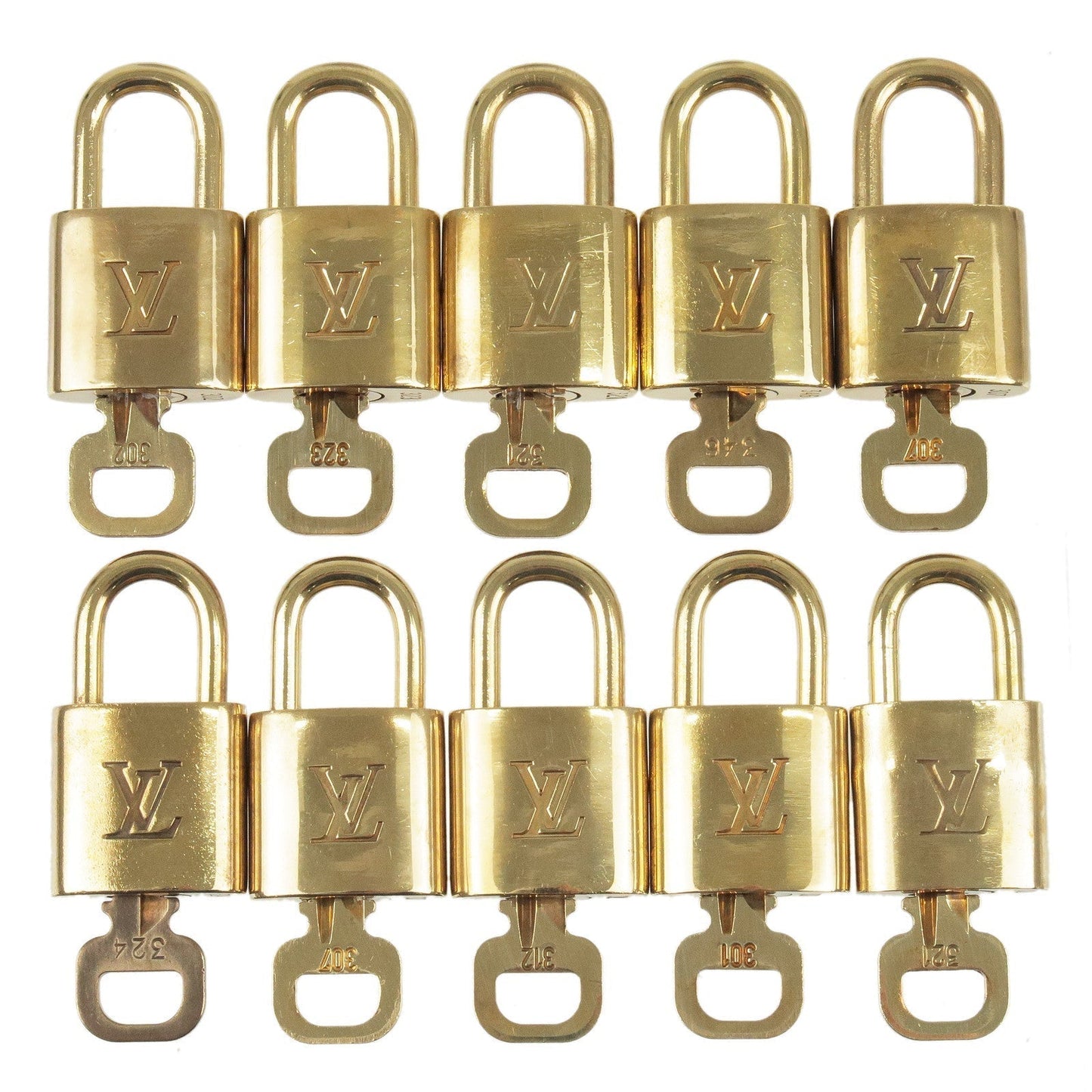 Louis Vuitton Set of 10 Lock & Key Cadena Key Lock Metal Gold