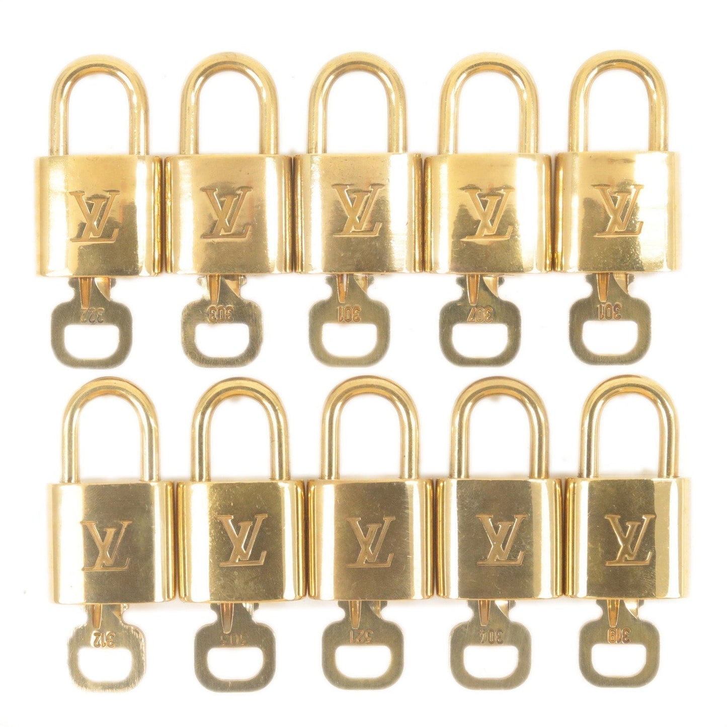 Louis Vuitton Set of 10 Lock & Key Cadena Key Lock Gold