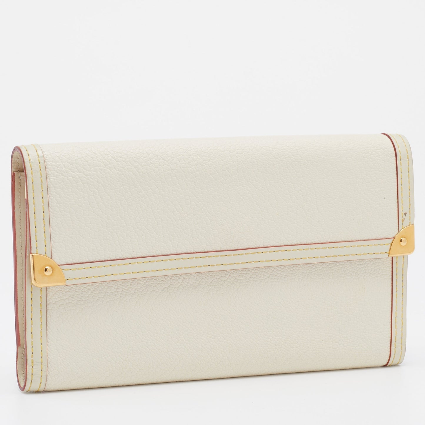 Louis Vuitton White Suhali Leather Porte Tresor International Wallet..