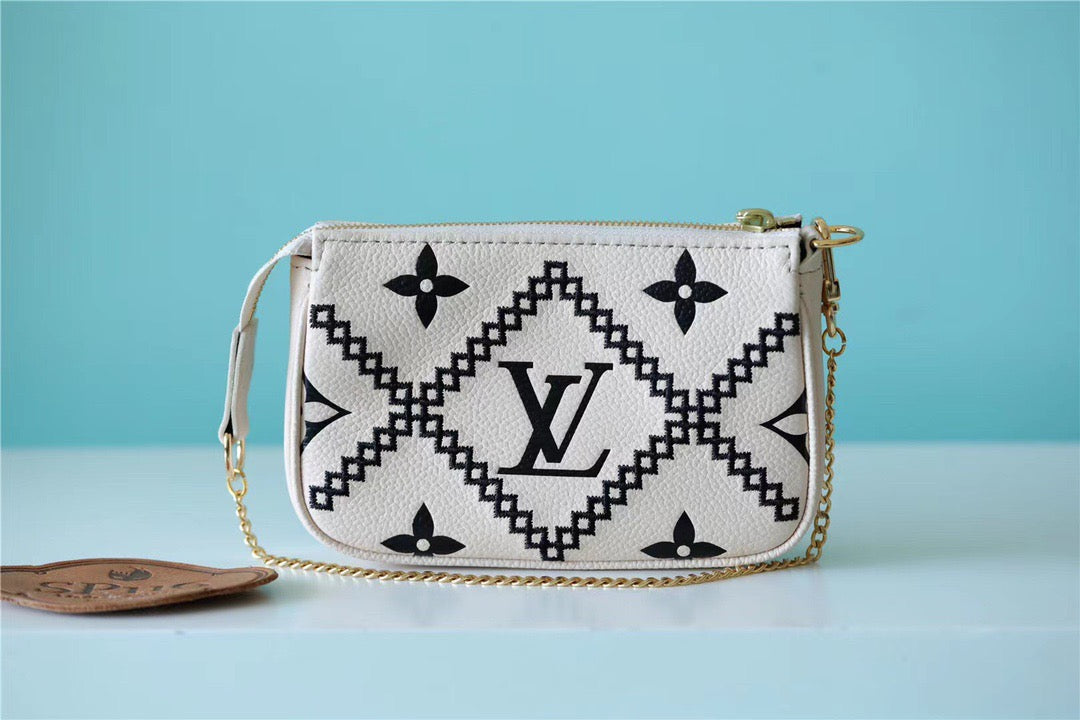 LV Mini Pochette AcGLAMIssoires Monogram Empreinte White For Women, WomenÃ¢â‚¬â„¢s Handbags, Shoulder Bags And Crossbody Bags 6.1in/15.5cm LVÃ‚Â 