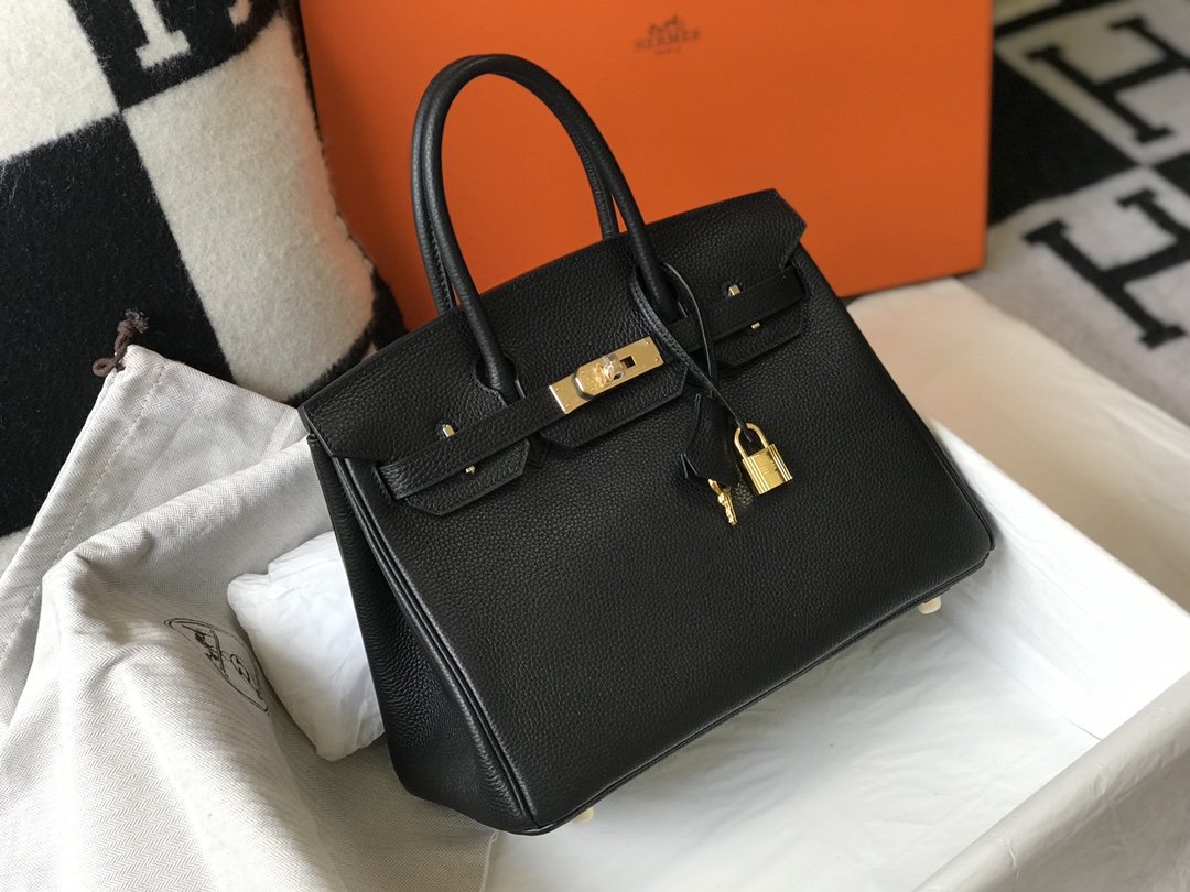 GLAMI Birkin Black Togo Gold Hardware Bag For Women, Handbags, Shoulder Bags 30cm/12in
