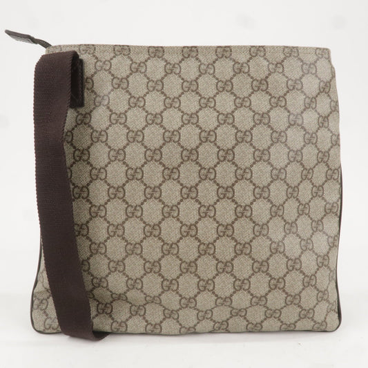 GUCCI GG Supreme Leather Shoulder Bag Beige Brown 141626