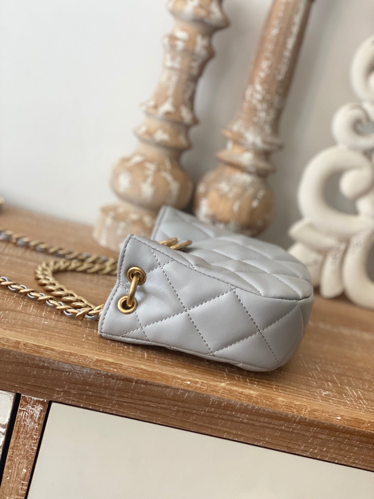 CHLSmall Hobo Bag Gold Hardware Grey For Women Handbags, Shoulder Bags 7.5in/19cm