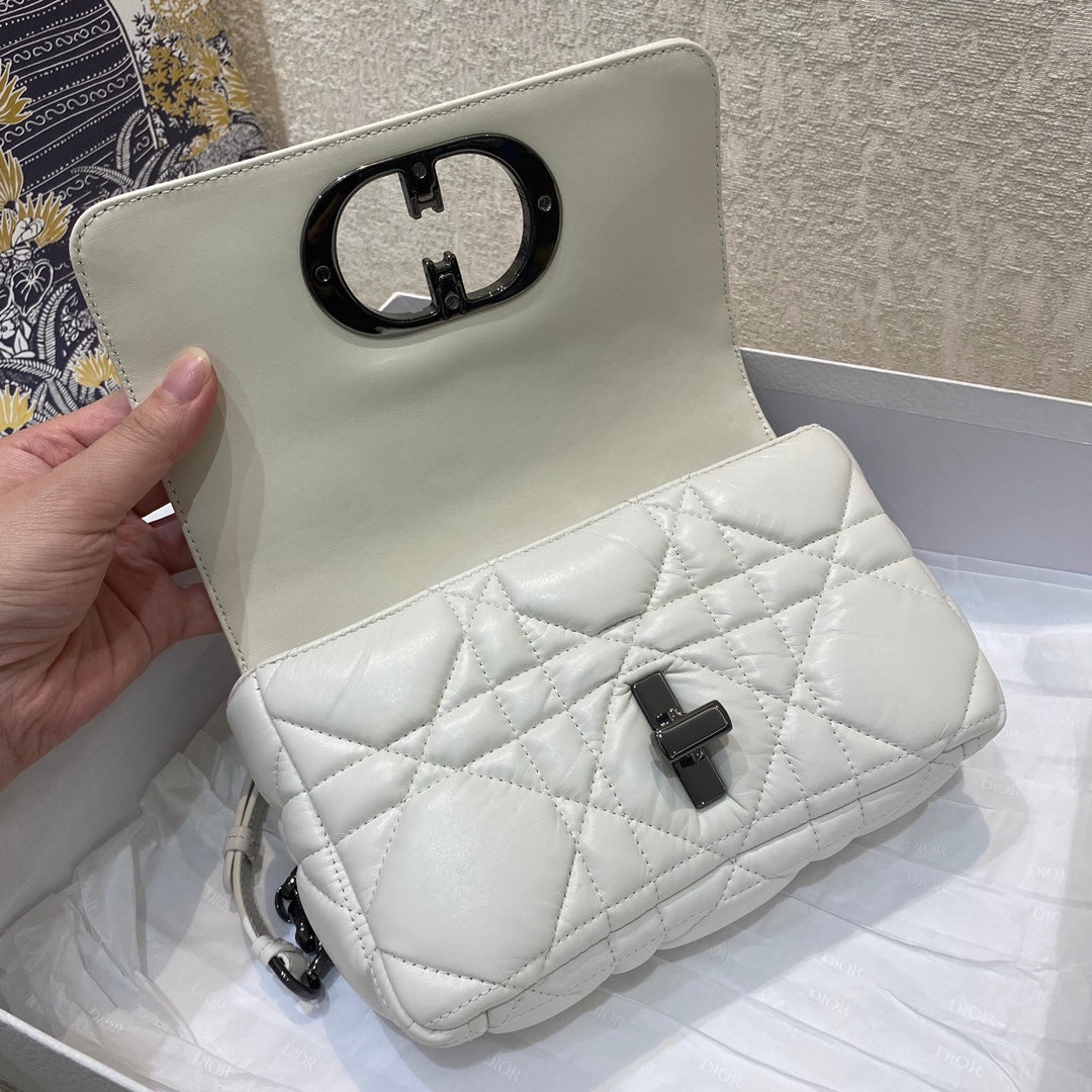 GLAMI Mini Caro Bag Latte Matte Padded Macrocannage, Latte White, For Women WomenÃ¢â‚¬â„¢s Handbags, Crossbody Bags, 20cm CD