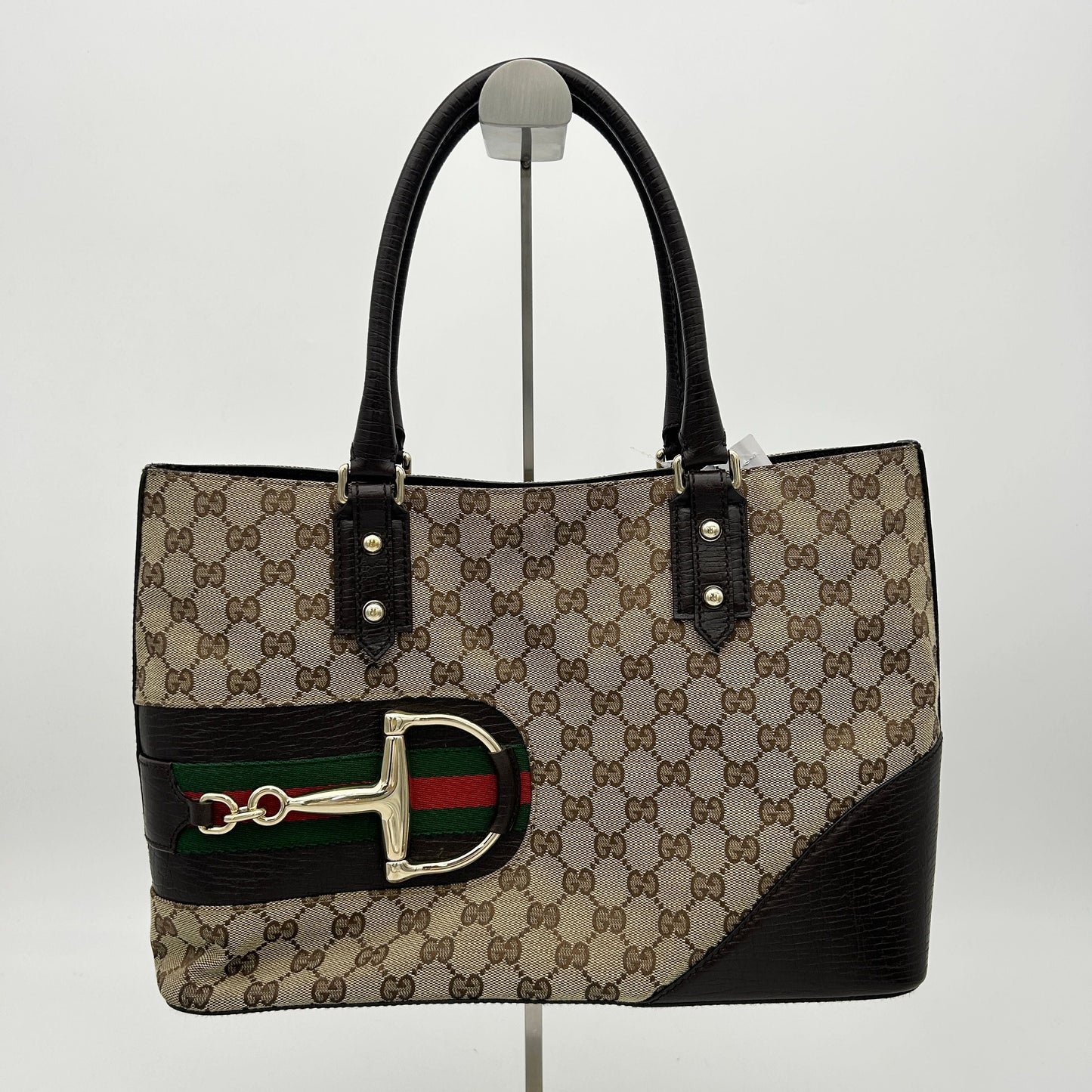GLM-- GG Canvas Horsebit Web Tote - Brown Shoulder Bags, Handbags WD271720