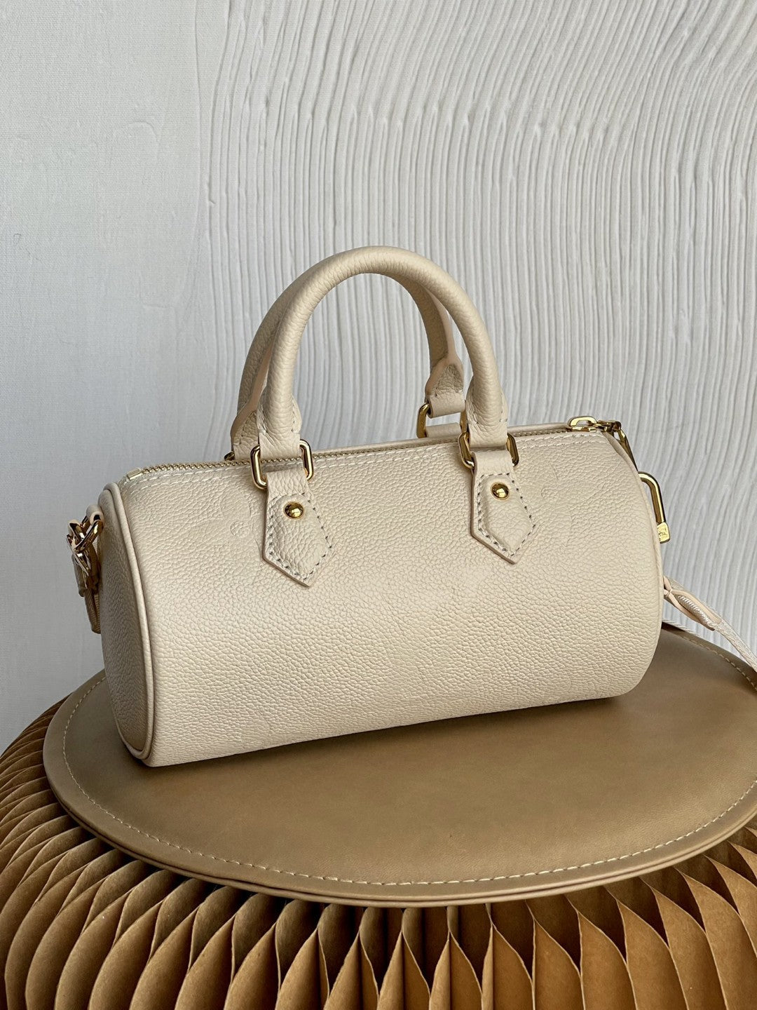 LV Papillon GLAMI Bag In Monogram Empreinte For Women 7.9in/20cm CrÃƒÂ¨me Beige M45994