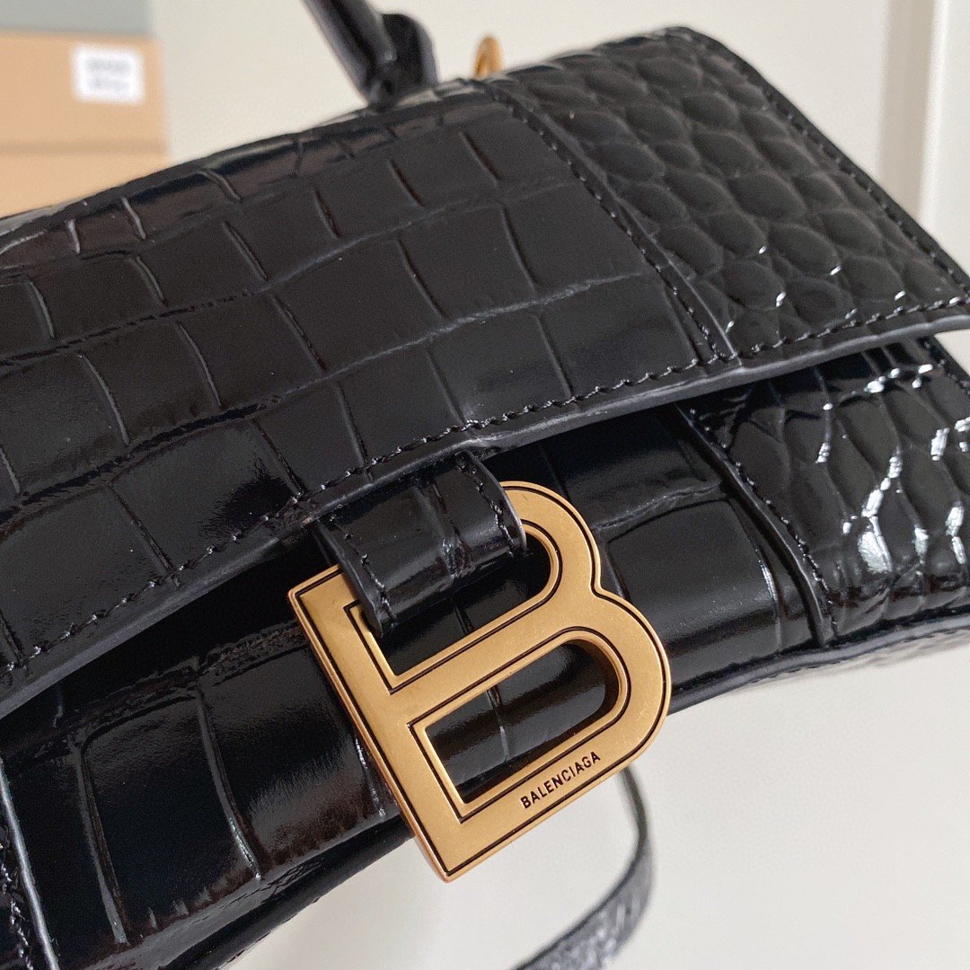 Balen Hourglass XS Handbag In Black, For Women, WomenÃ¢â‚¬â„¢s Bags 7.4in/19cm