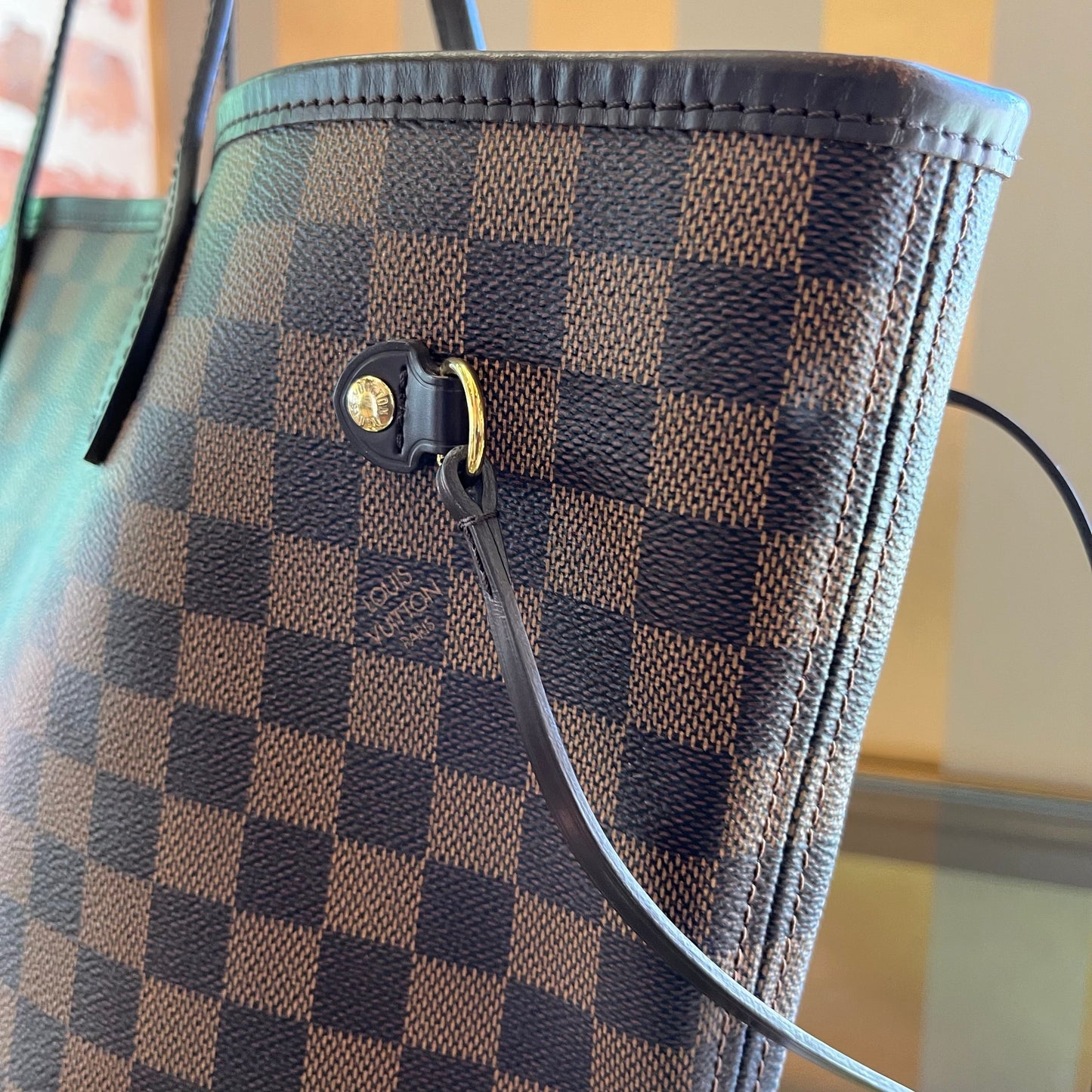 LOUIS VUITTON Neverfull MM Damier Ebene Canvas Tote Bag