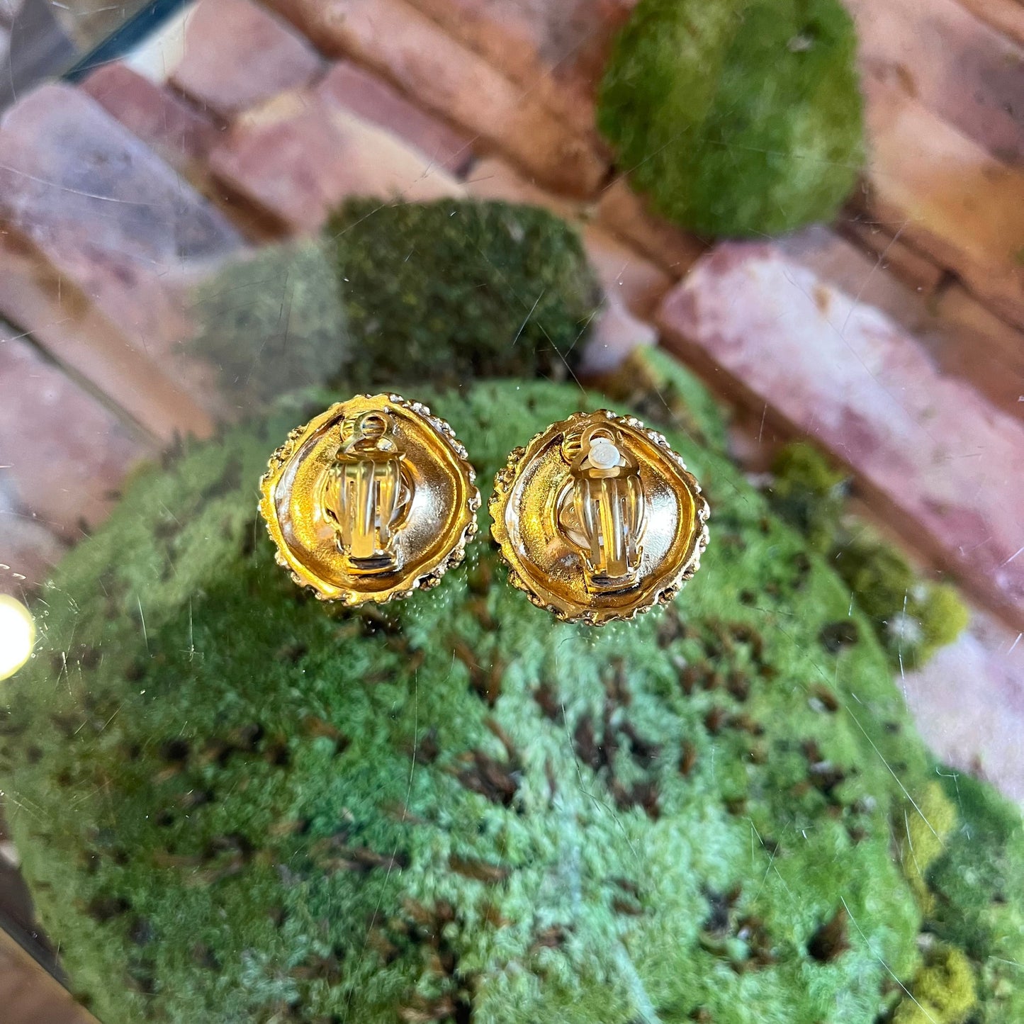 CHANEL Vintage Gold Braided Beaded Pearl Clip On Earrings