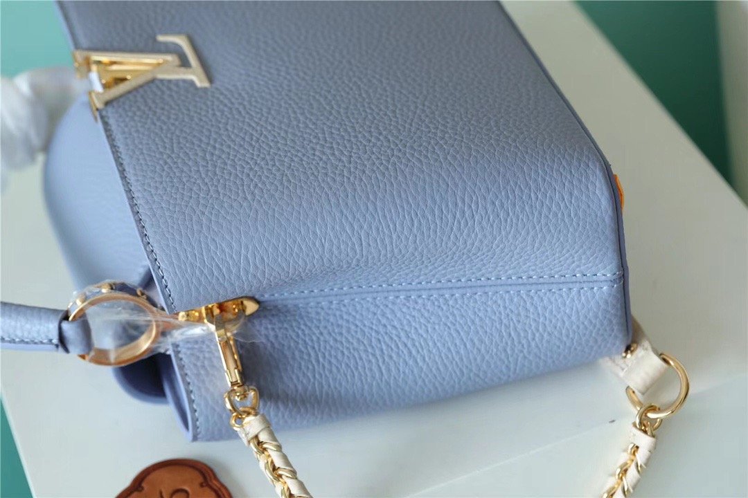 LV Capucines GLAMI Taurillon Light Blue/ Beige For Women, WomenÃ¢â‚¬â„¢s Bags, Shoulder And Crossbody Bags 10.6in/27cm LV