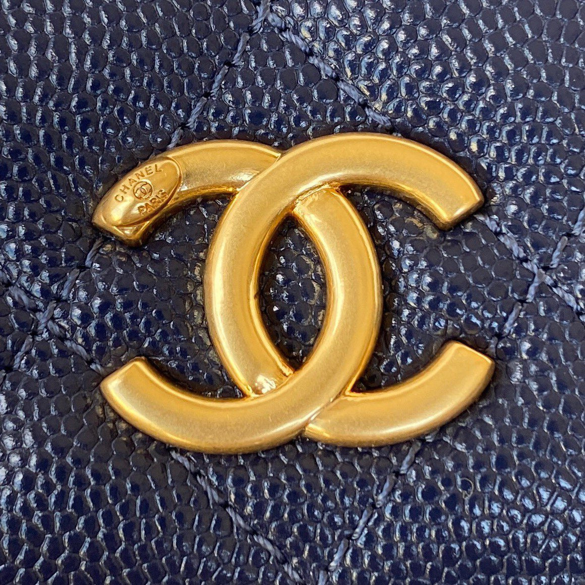CHL Clutch With Chain Gold Hardware Grained Shinny Navy Blue For Women Handbags, Shoulder Bags 4.7in/12cm AP2857