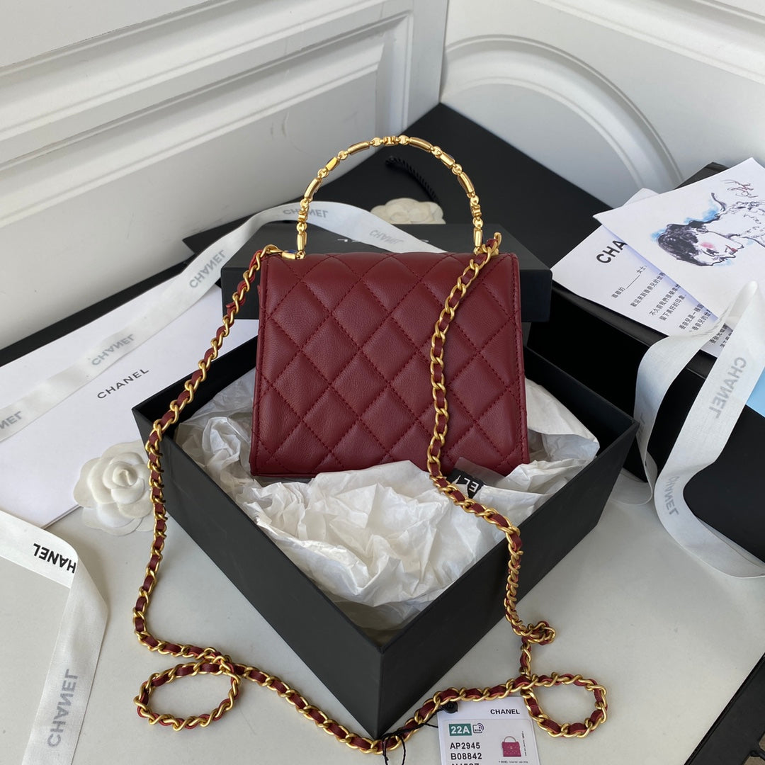 CHL Clutch With Chain Gold Hardware Red For Women Handbags, Shoulder Bags 5.7in/14.5cm