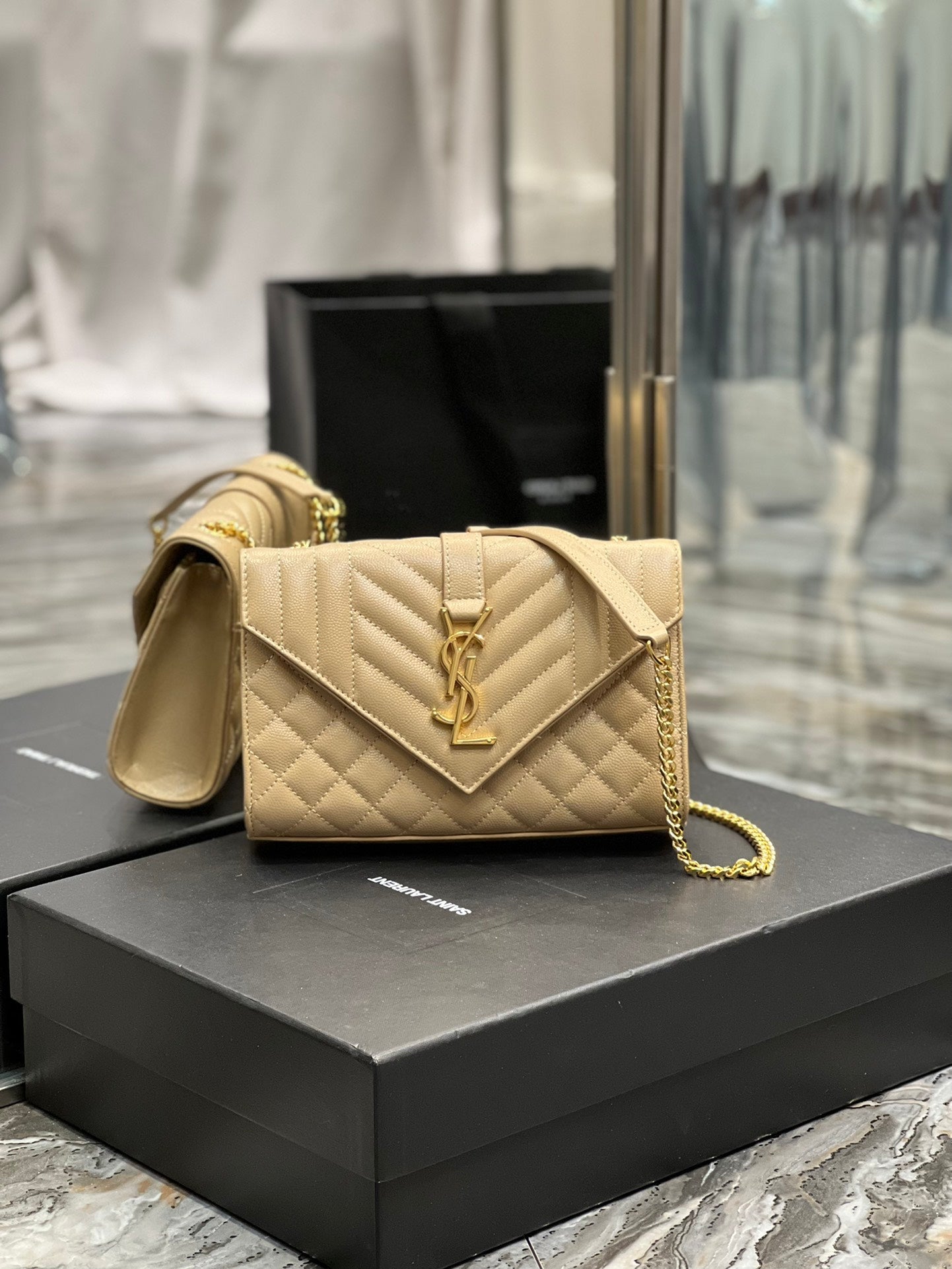 GLAMI Small Bag Dark Beige In Mix Matelasse For Women 8.2in/21cm YSL 600195BOW912721