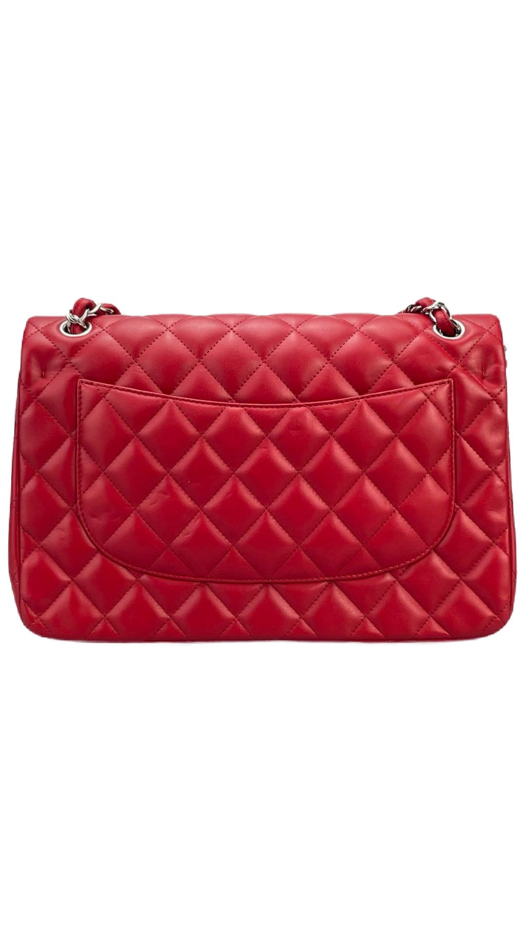 GLM-Red Timeless Classic jumbo Bag in Lambskin silber Hardware