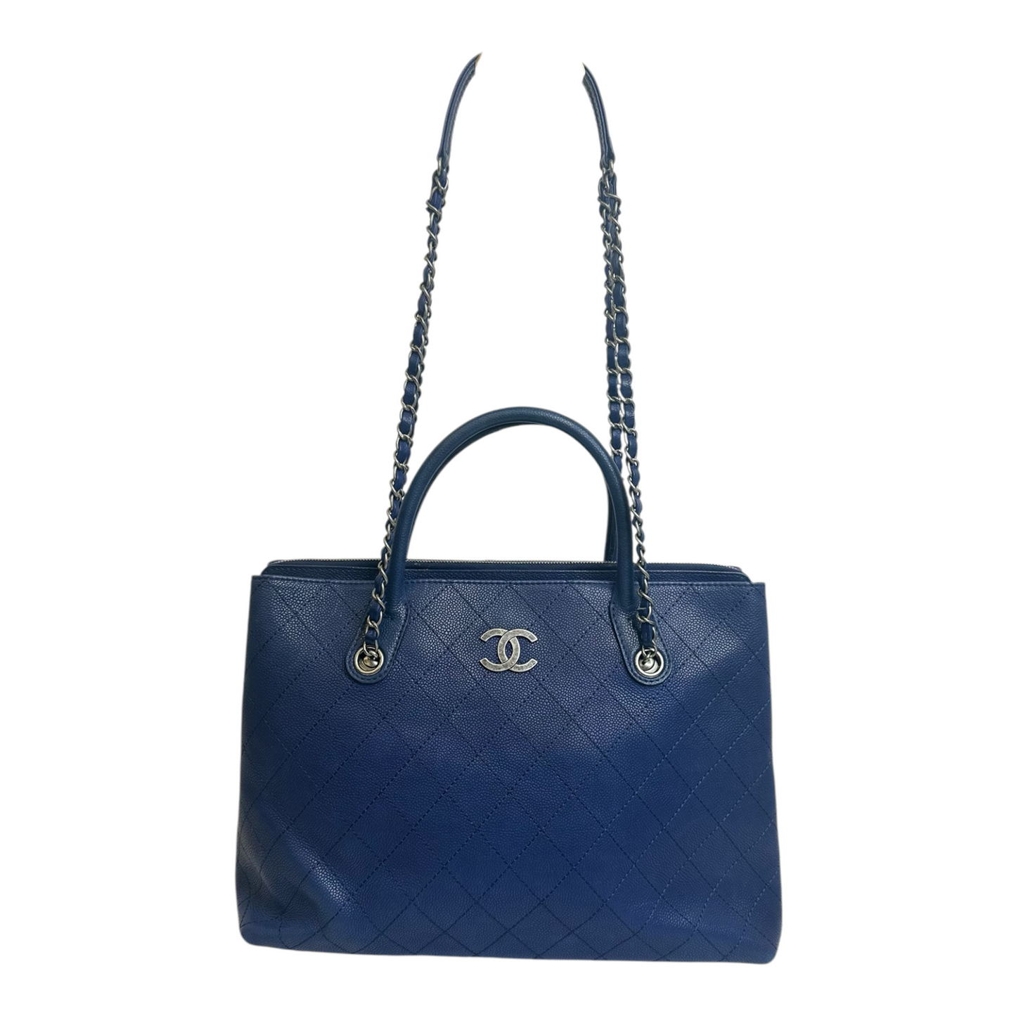 Chanel Grained Vegetal Calfskin Small Urban Shopping Tote Navy