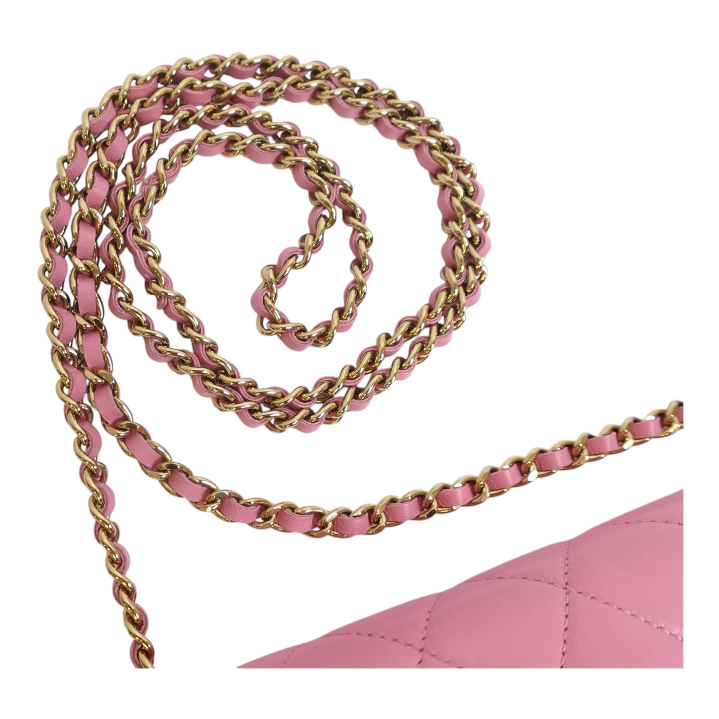 Chanel Pink Caviar Quilted Wallet on Chain