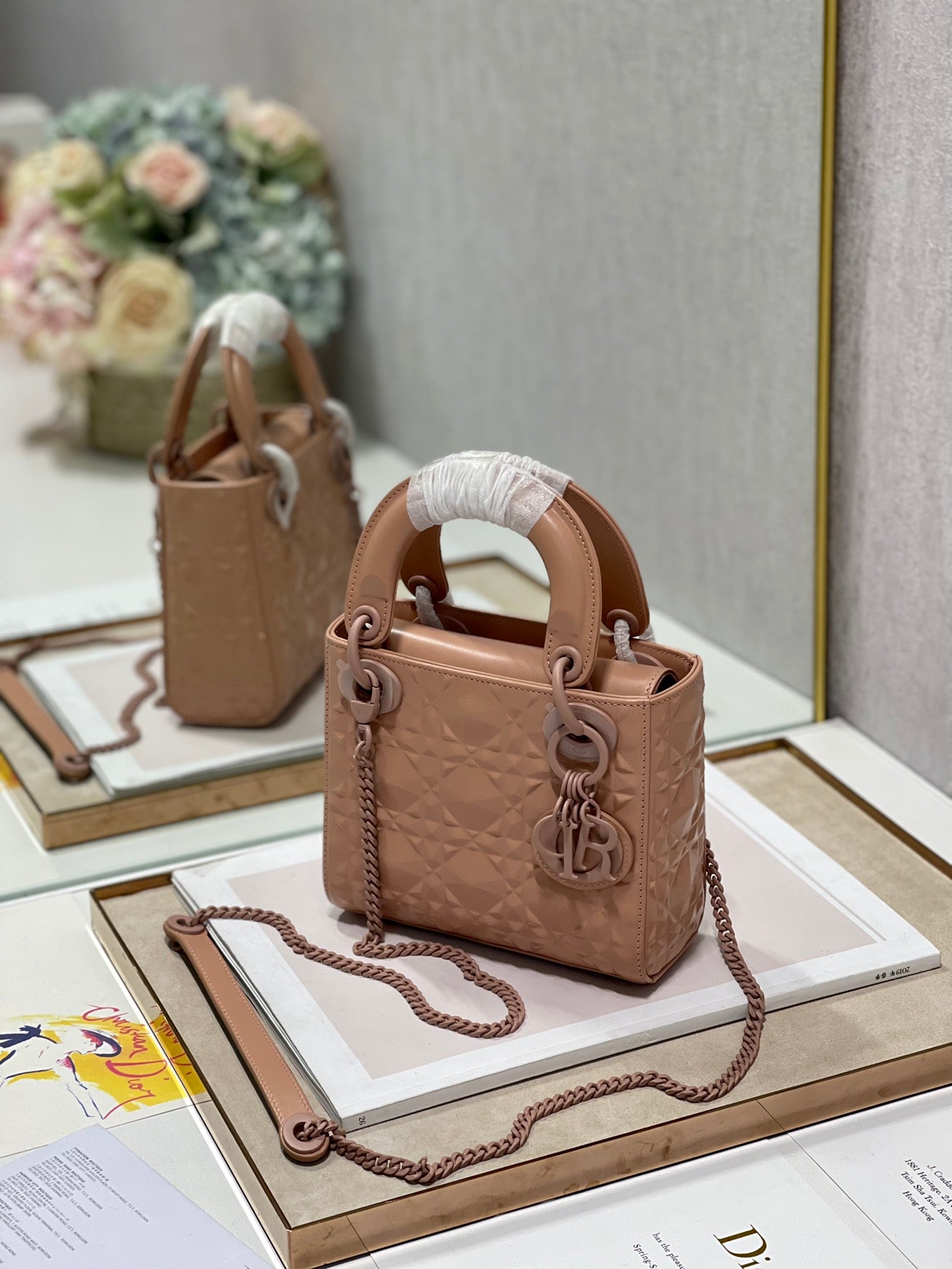 GLAMI Mini Lady Bag Cannage with Beaded Motif, Brown, For Women WomenÃ¢â‚¬â„¢s Handbags, Crossbody Bags, 18cm CD