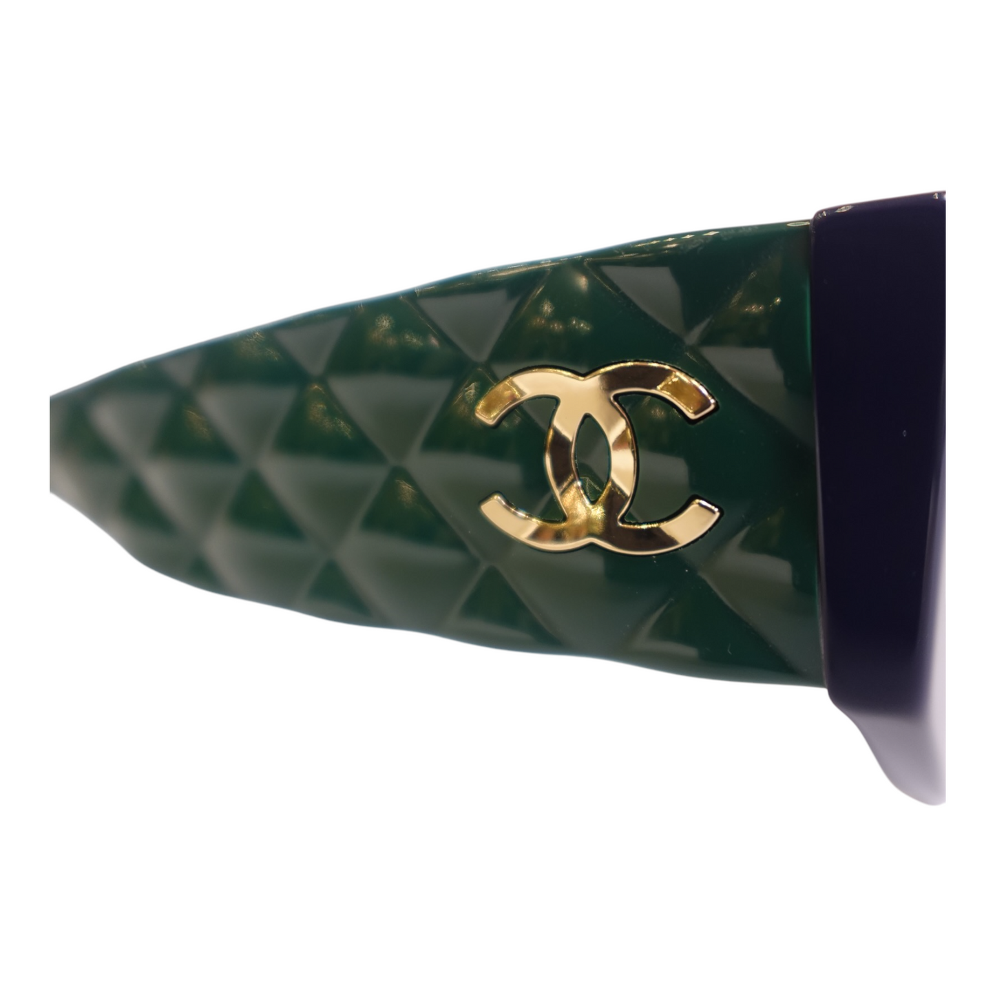 Chanel Navy Green Quilted CC Sunglasses