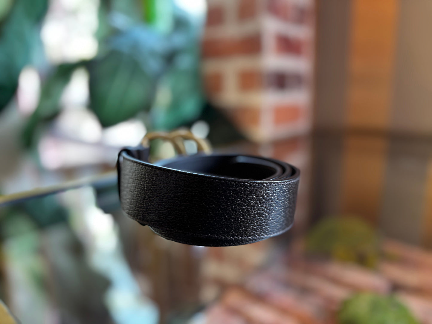 GUCCI Brown GG Marmont Wide Belt