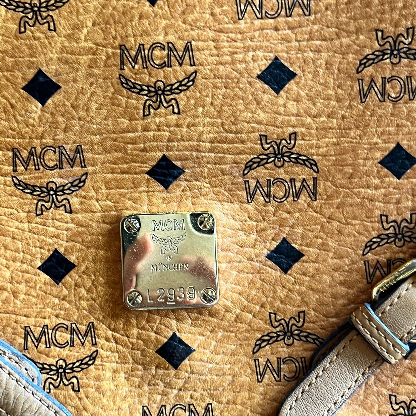 MCM Cognac Visetos Canvas Crossbody Bag