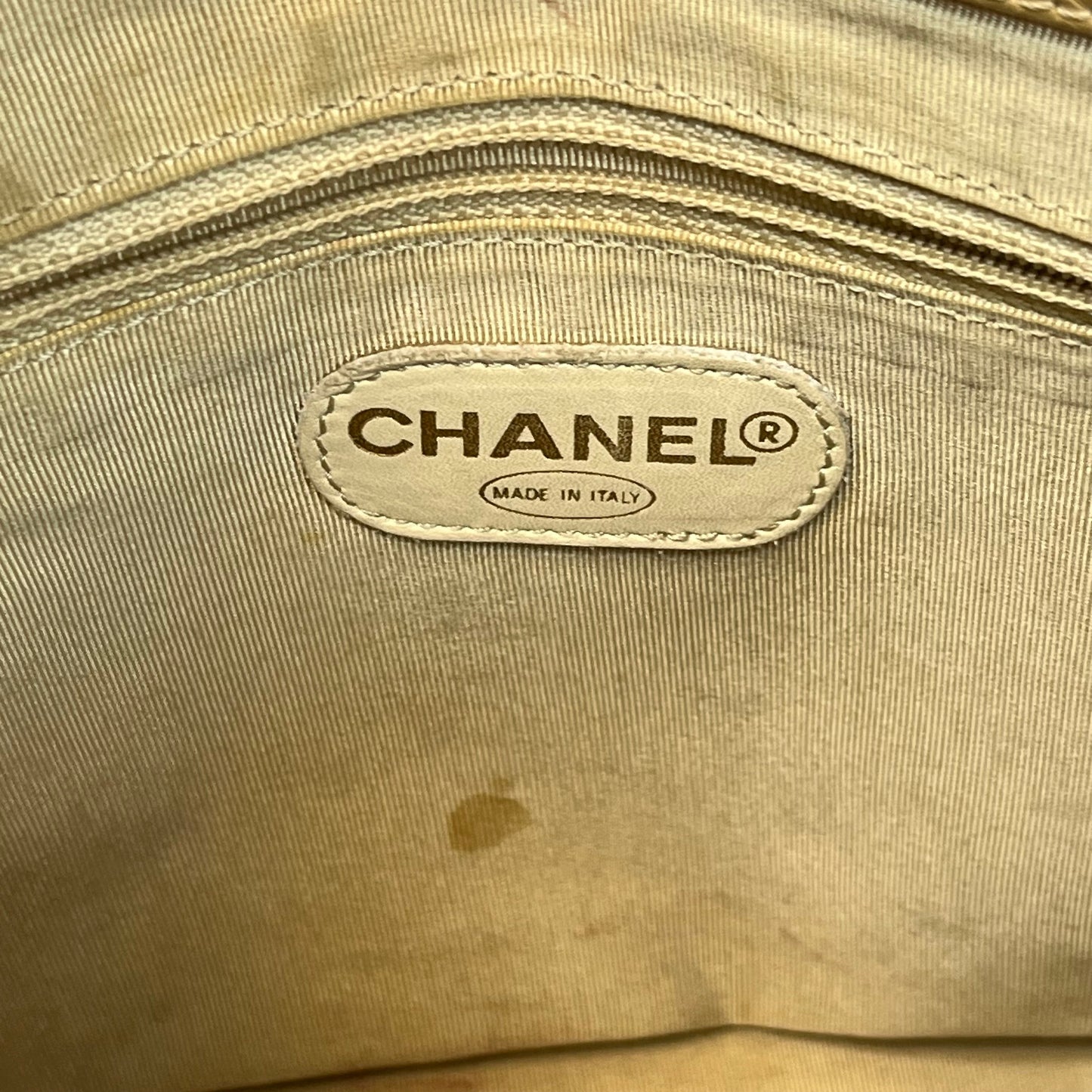 CHANEL LAX Beige Caviar Leather Vintage Tote Bag