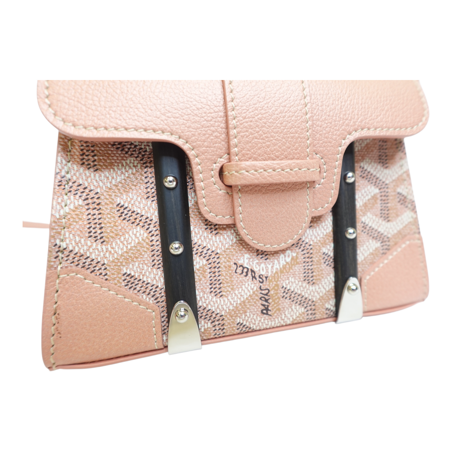 Goyard Pearly Coral Goyardine Canvas and Chevroches Calfskin SaÃ¯gon StructurÃ© Nano Bag