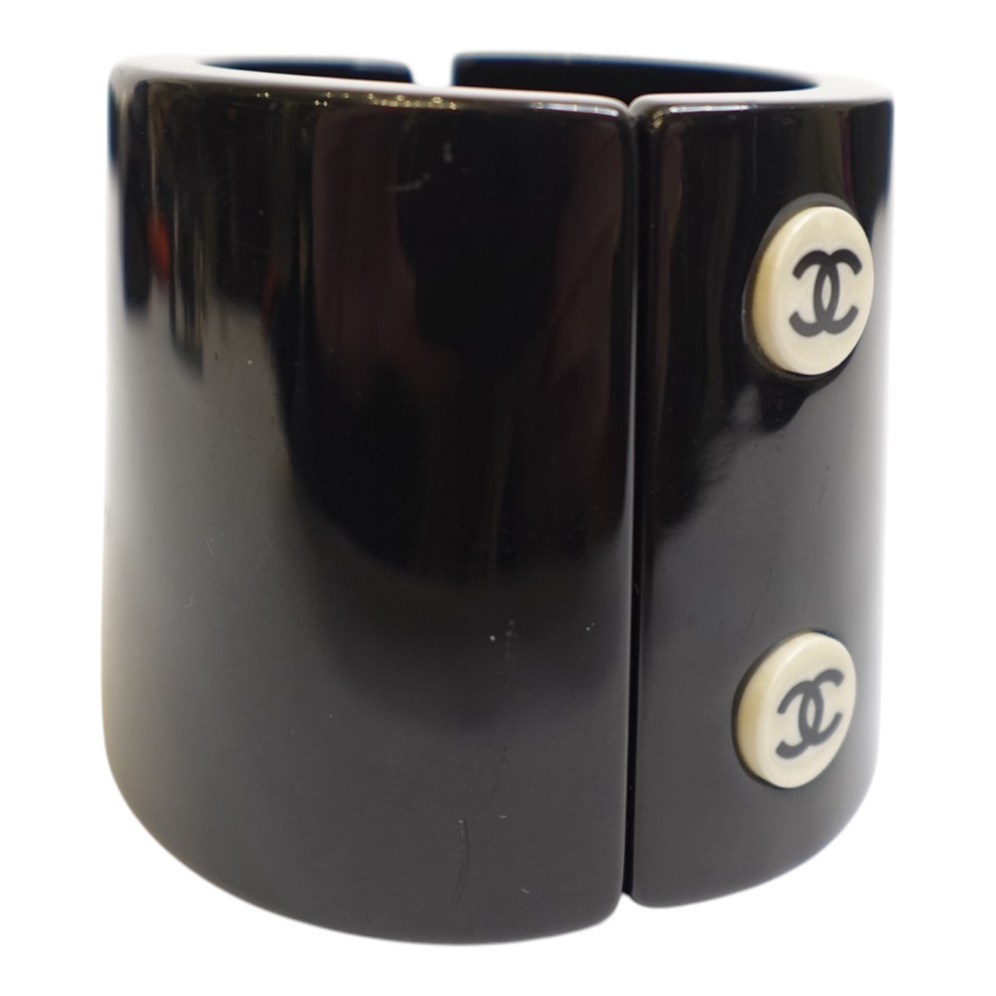 Chanel Black Resin CC Cuff Bracelet