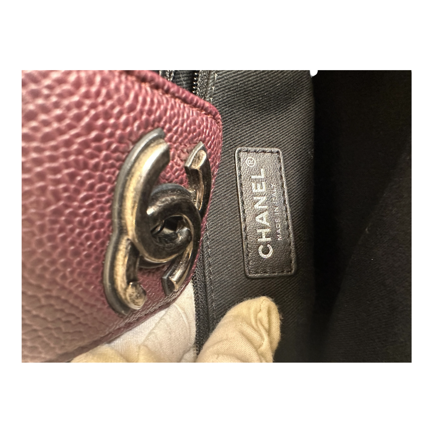 Chanel Caviar Quilted Large CC Accordion Shopping Bag Burgundy