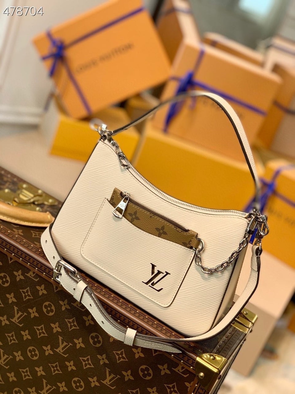 LV Marelle Epi White For Women, WomenÃ¢â‚¬â„¢s Handbags, Shoulder And Crossbody Bags 9.8in/25cm LV M80688