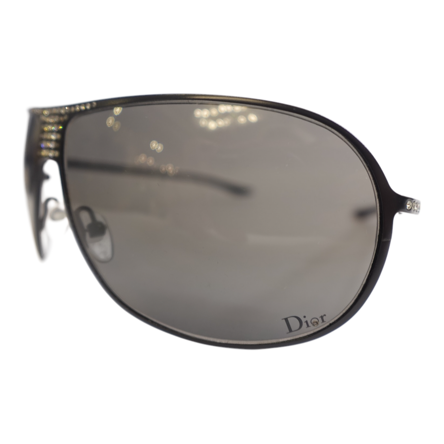 Dior Black Rhinestone Aviator Sunglasses