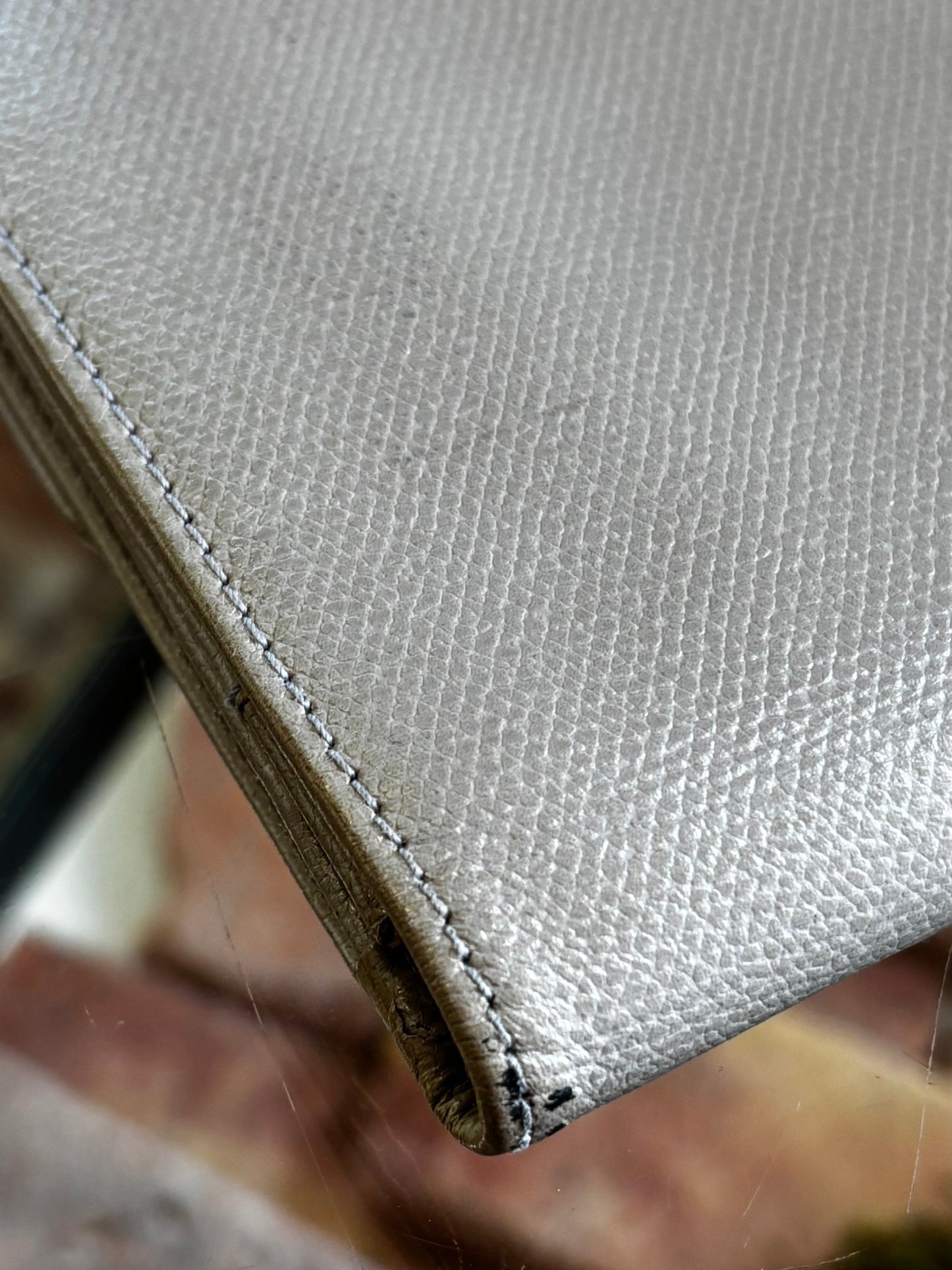 CHANEL Gray Coco Button Wallet