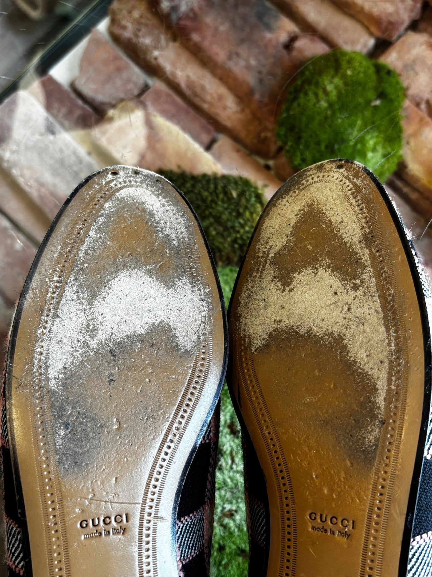 GUCCI Tweed Check Horsebit Jordaan Loafers