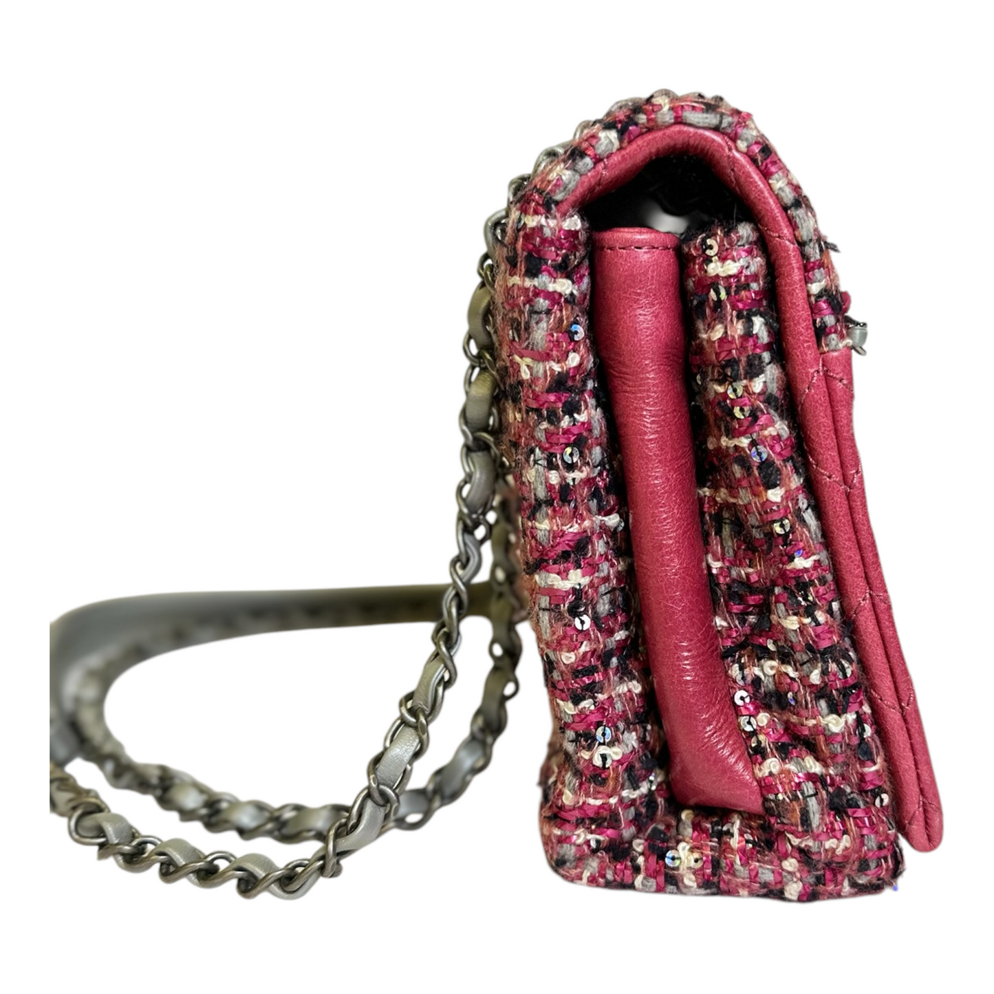 Chanel Pink CC Lambskin and Tweed Flap