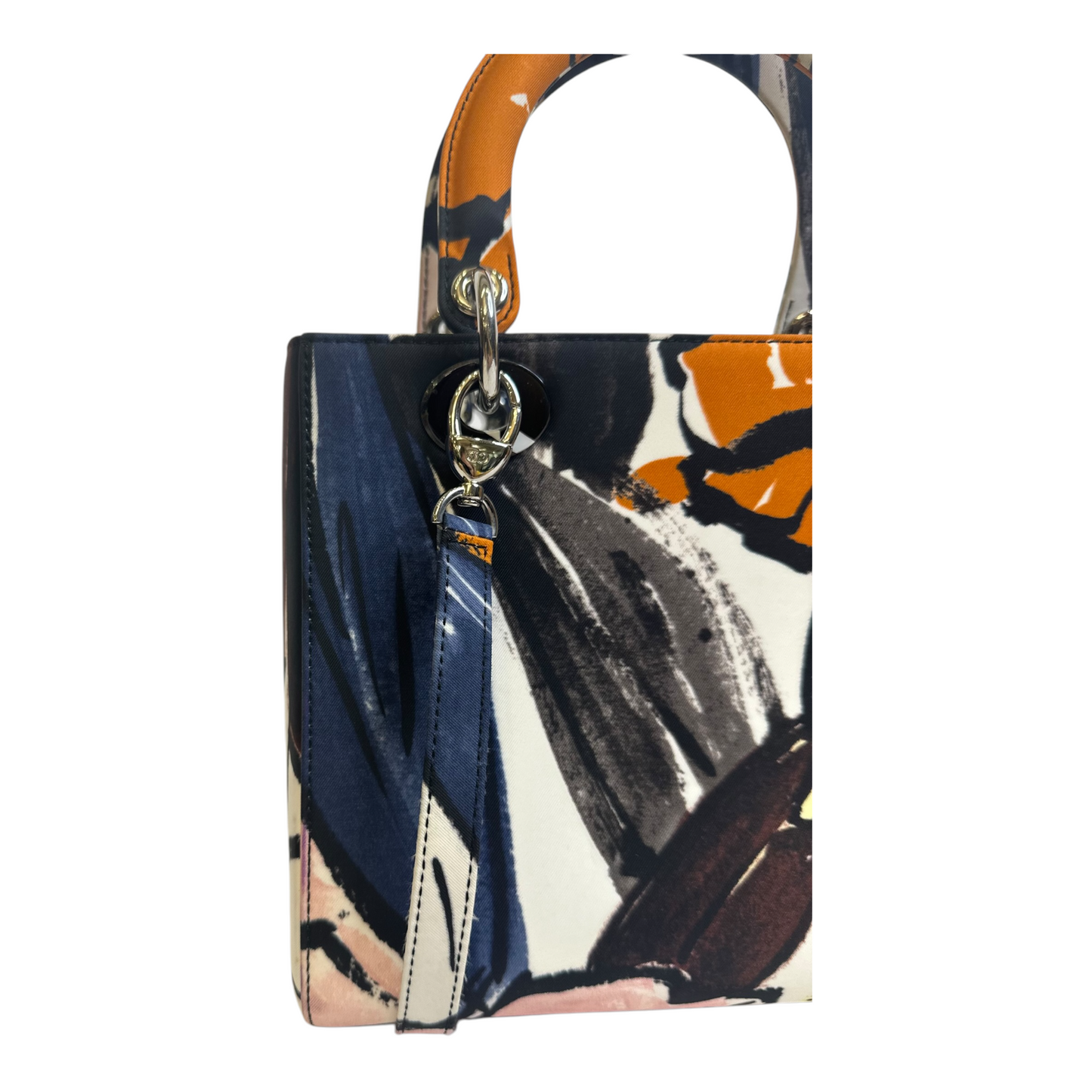 Christian Dior Canvas Graffiti Floral Printed Medium Lady Dior Multicolor