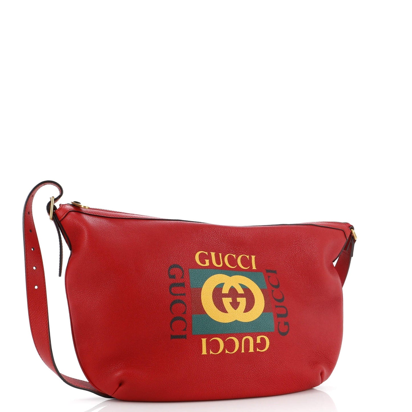 Logo Half-Moon Hobo Printed Leather