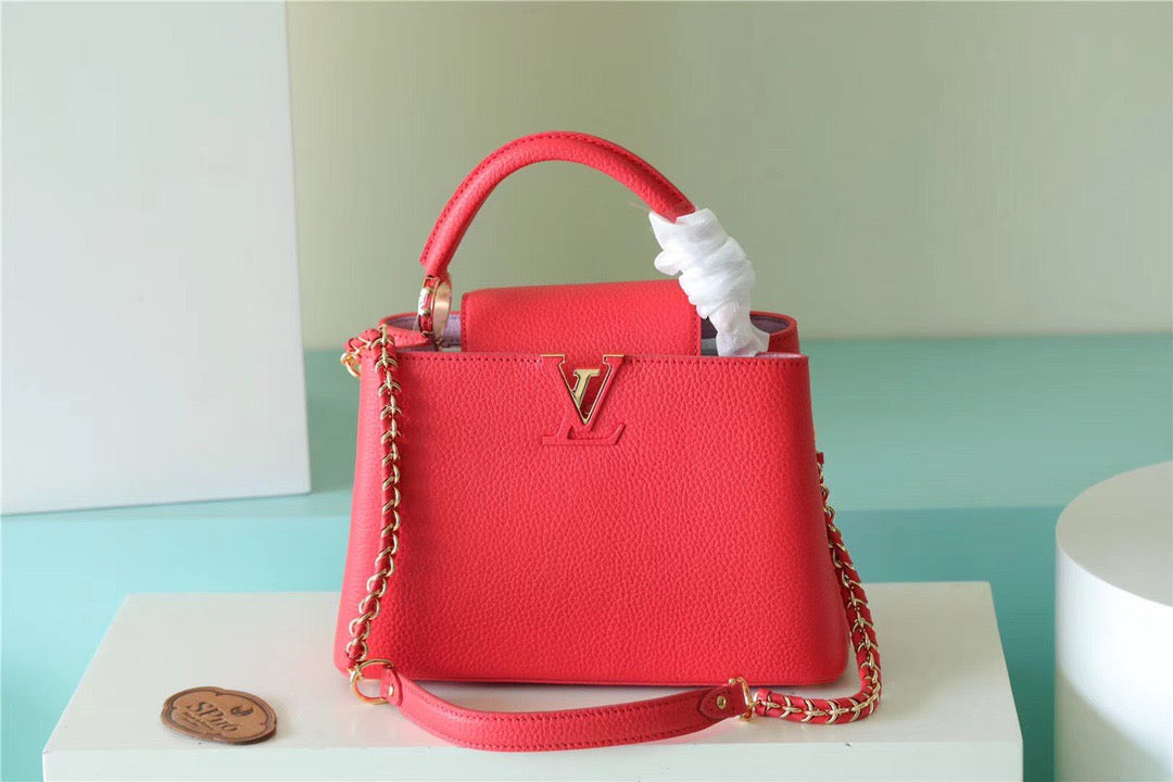 LV Capucines GLAMI Taurillon Red For Women, WomenÃ¢â‚¬â„¢s Bags, Shoulder And Crossbody Bags 10.6in/27cm LV