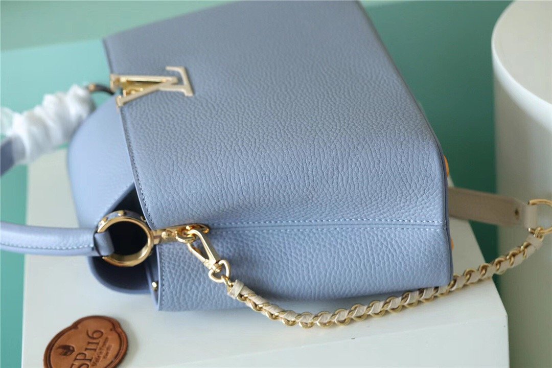 LV Capucines MM Taurillon Light Blue/ Beige For Women, WomenÃ¢â‚¬â„¢s Bags, Shoulder And Crossbody Bags 12.4in/31.5cm LVÃ‚Â 