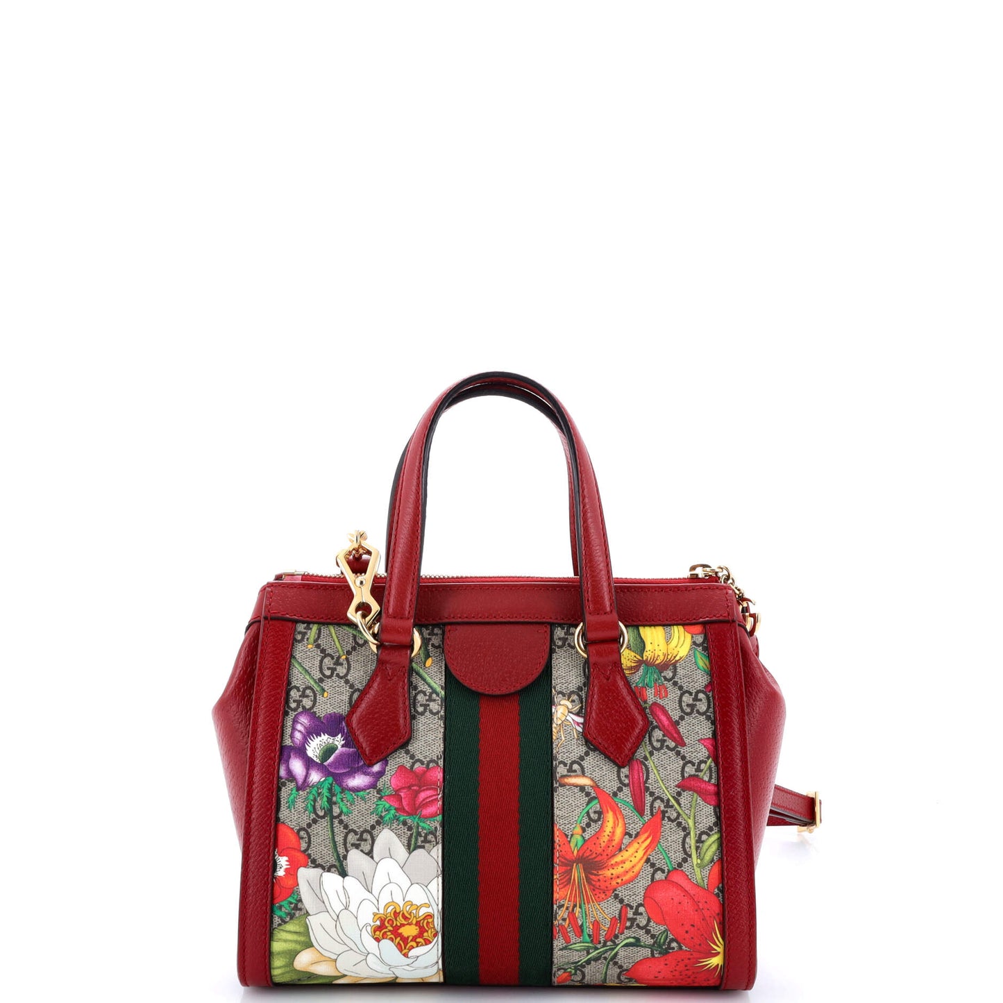 Ophidia Top Handle Tote Flora GG Coated Canvas Small
