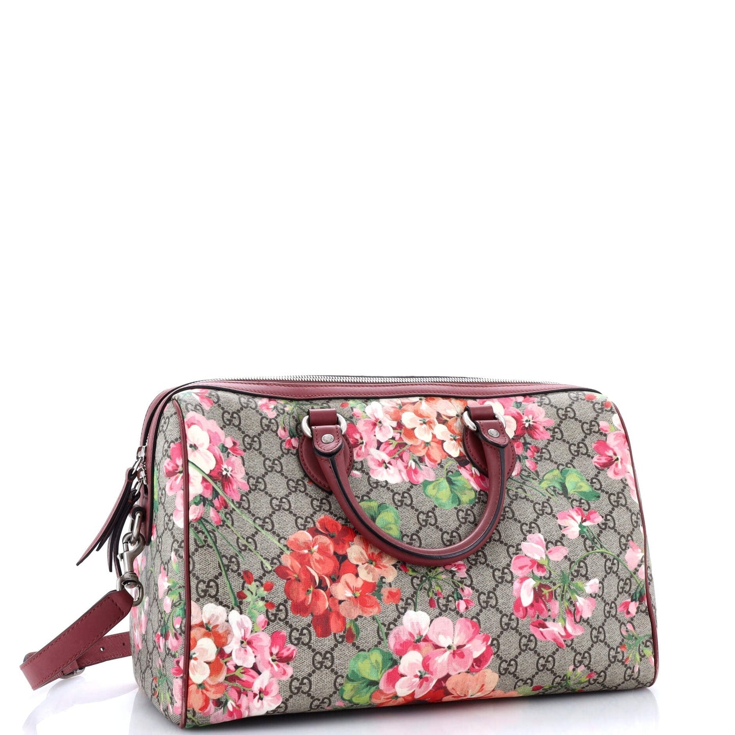 Convertible Boston Bag Blooms Print GG Coated Canvas Medium