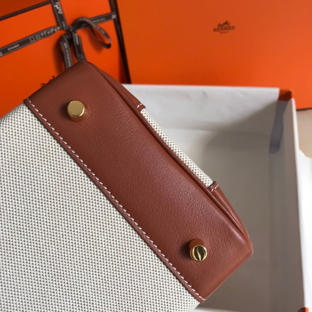 GLAMI Birkin Bag Toile and Brown Barenia with Gold Hardware For Women, Handbags, Shoulder Bags 30cm/12in