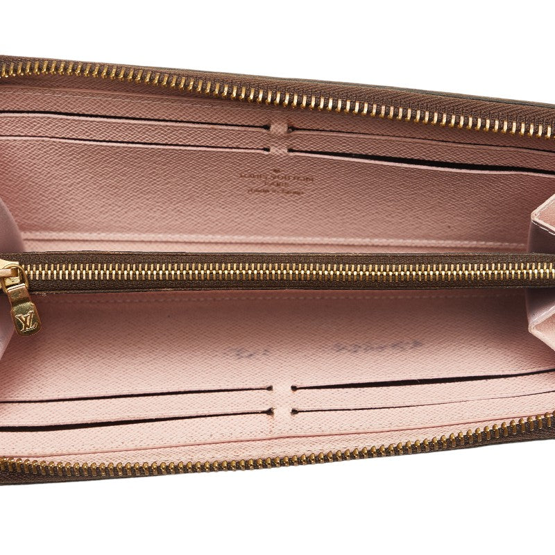 Louis Vuitton Damier Long Wallet Portefeuile Clemence N41626 Rose Pink Brown