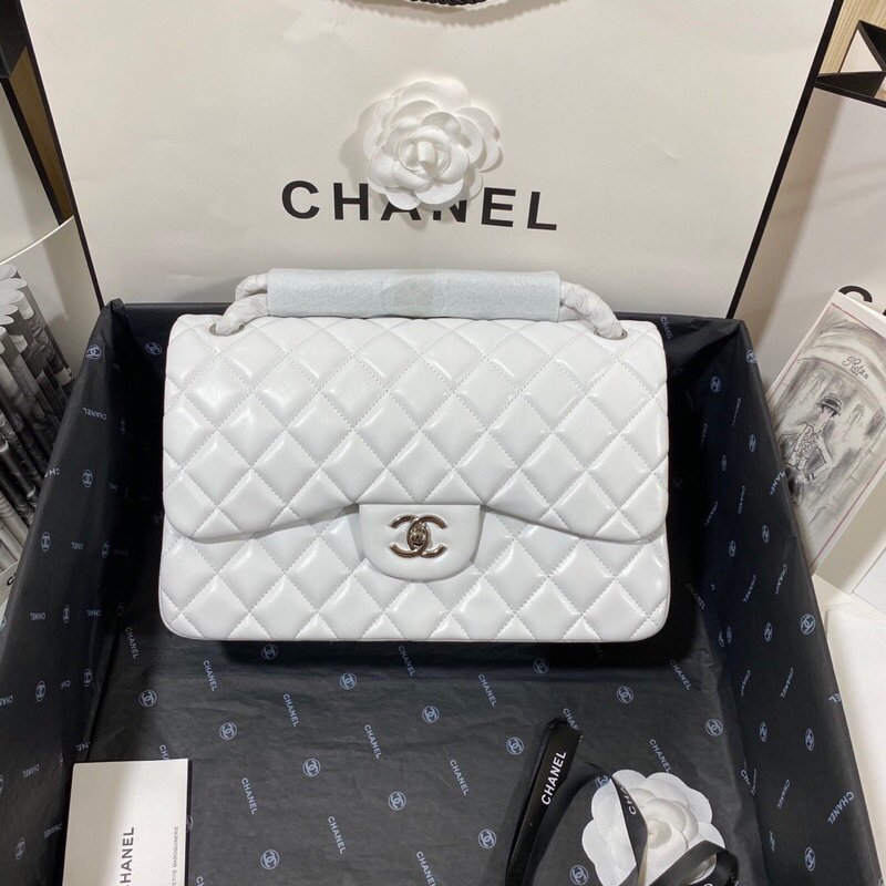 CHLLarge Classic Handbag Silver Hardware White For Women Handbags, Shoulder Bags 11.8in/30cm