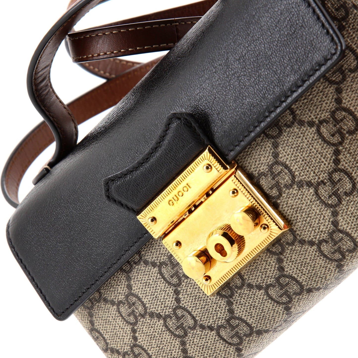 Padlock Top Handle Bag GG Coated Canvas and Leather Mini