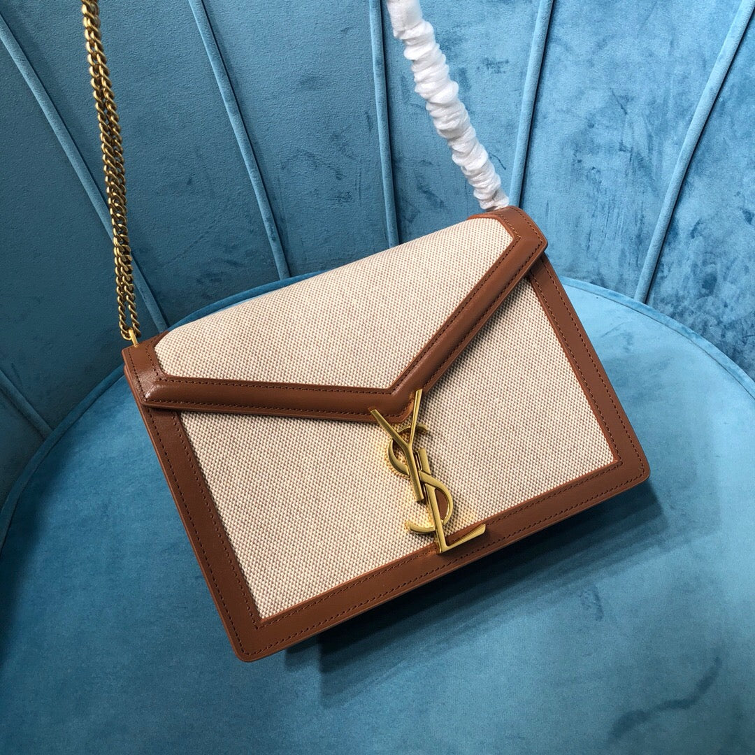 GLAMI Le Cassandra MeGLAMIum Chain Bag In Canvas And BoxNatural Beige For Women 8.6in/22cm YSL