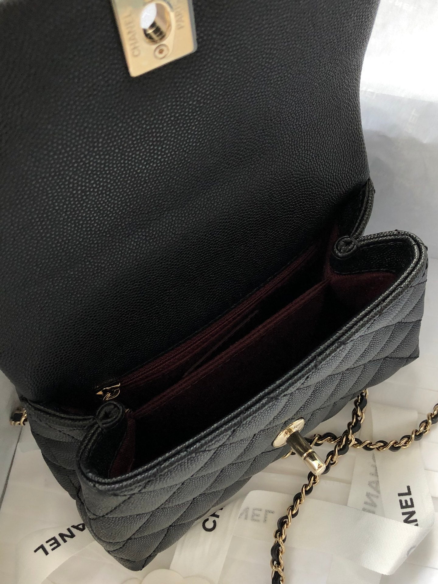CHL Classic Mini GlamIapbag Top Handle Black For Women 7.5in/19cm