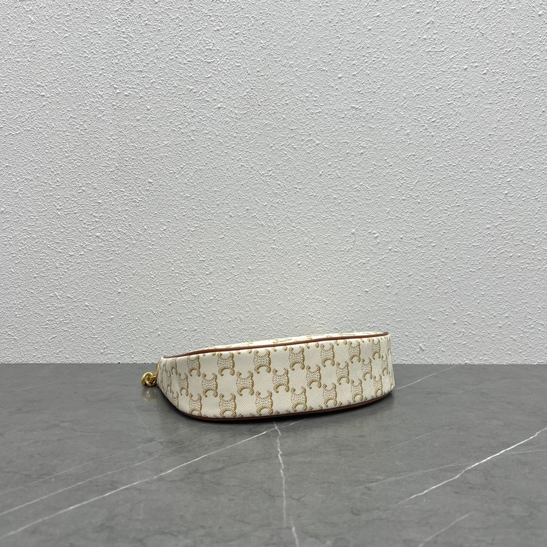 CE Medium Ava Chain In Triomphe Canvas White For Women 10in/25cm